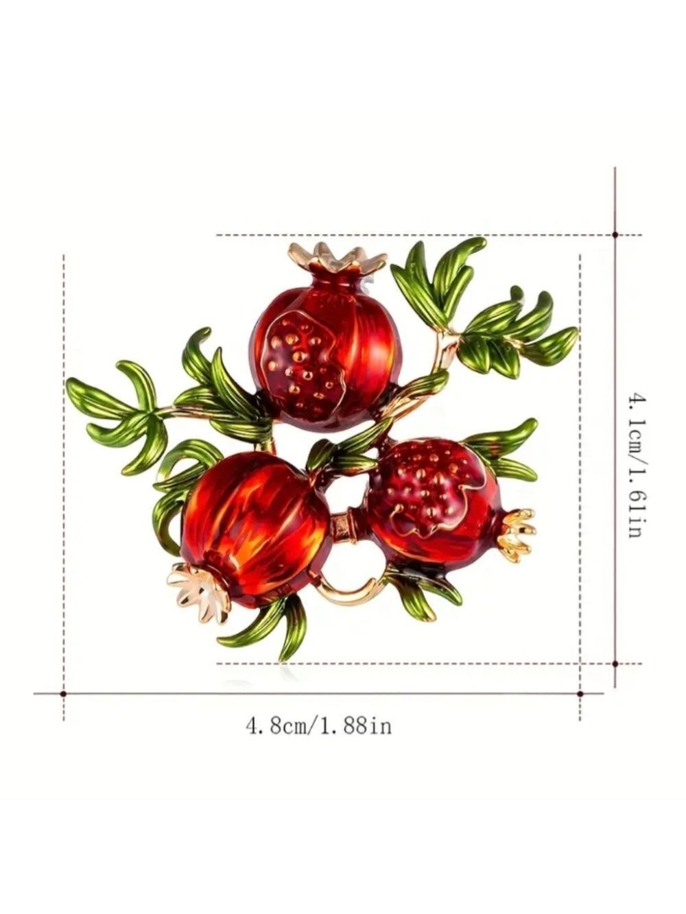 🍯🍏Brooch--Elegant Red Pomegranate🍎🍯 - Picture 3 of 5